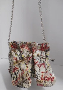 New Carlos Falchi Fatto O Mano Graffiti Python Print Faux Leather Crossbody Bag - Picture 1 of 8