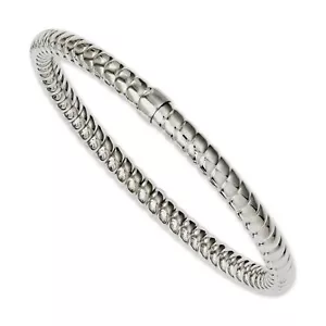 Brazalete Brazalete Sin Cordones Hueco Texturizado y Pulido de Acero Inoxidable - Imagen 1 de 5