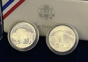 2001 P & D SILVER PROOF & Uncirc AMERICAN BUFFALO ~ 2 Coin Set ~ Box ~ COA - Picture 1 of 16