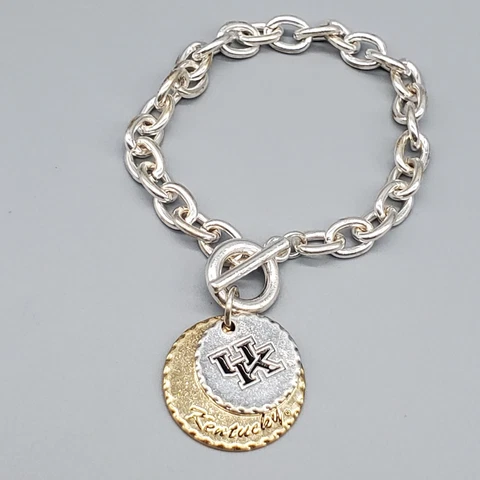 University Of Kentucky Charm Bracelet Wildcats Two Tone Toggle Clasp 8" Cover