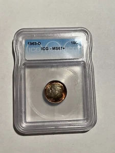 1963-D ICG MS67+ Plus Roosevelt Dime Rainbow Toned - Picture 1 of 4