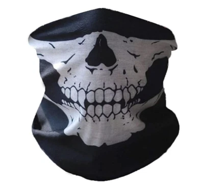 Calavera Negro Algodón Elástico Bandana Motociclista Tubo Cuello Calentador Cierre Esquí Foto 1 de 4