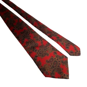 Vintage Marshall Fields Men Italian Silk Paisley Necktie Red Brown Designer - Picture 1 of 4