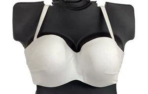 46DD Cacique Swim Suit Bandeau Top Lane Bryant WHITE Crochet Racerback Pre-Owned - Picture 1 of 16