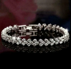 Bracciale In Oro Laminato Con Zircone Bianco Per Matrimoni, Feste, Compleanni - Foto 1 di 5