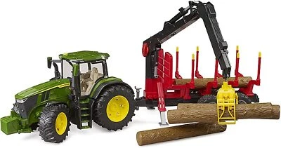 Bruder 03154 Trattore John Deere 7R con Rimorchio e 4 Tronchi 3 Anni+ - Immagine 1 di 3