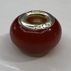 Dije deslizante de cristal de Murano de plata de ley 925 cuentas cornalina naranja ojo de gato - Imagen 1 de 6
