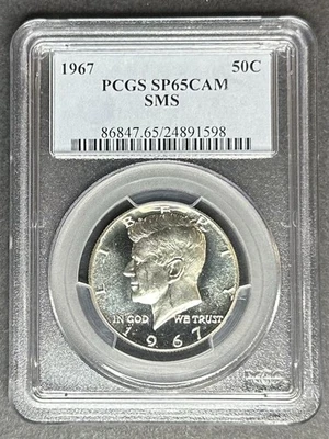 1967 SMS Kennedy Half Dollar PCGS SP-65 CAM, Buy 3 Items, Get $5 Off!! - Image 1 of 2