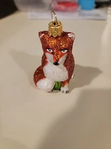 POLISH GLASS ORANGE FOX CHRISTMAS ORNAMENT BY IMPULS FOREST WOODLAND NATURE TREE - Picture 1 of 5