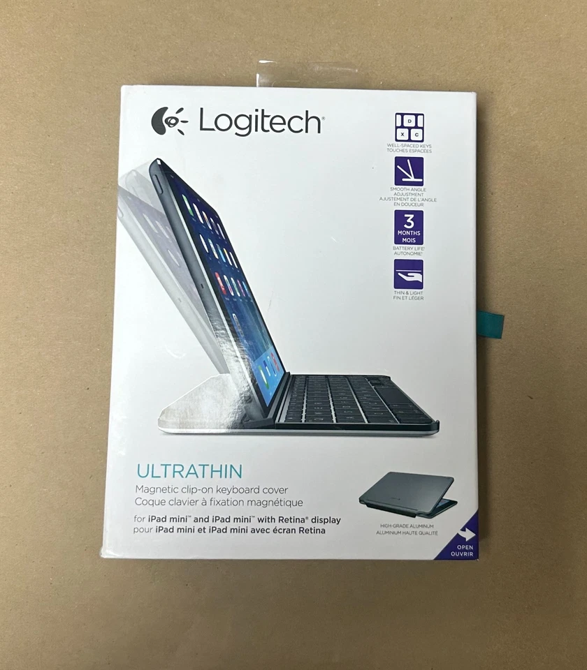 Logitech Ultradelgado Magnético Clip-on Teclado Cubierta para Ipad mini- Problema Batería Foto 1 de 4