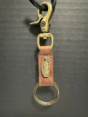 Vintage FOSSIL Leather & Brass Trigger Snap Key Fob Golfbag Charm Hard to Find! - Image 1 of 4