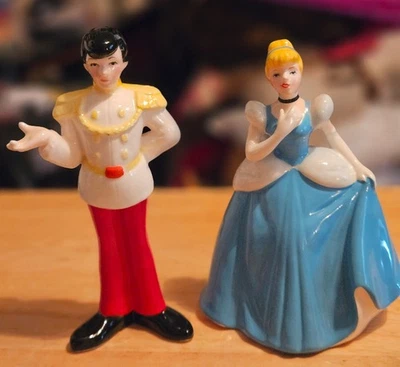 Vintage Disney Ceramic Porcelain Figurine Cinderella Prince Charming Set Japan - Image 1 of 4
