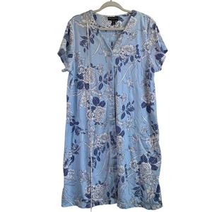 Miss Elane Mujer L Azul/Blanco Estampado Floral Relajarse Ropa para Dormir Botón a Presión  - Imagen 1 de 11