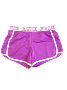 Justice Girls Shorts Size 10, Purple/White, Logo Elastic Waist - Picture 1 of 6