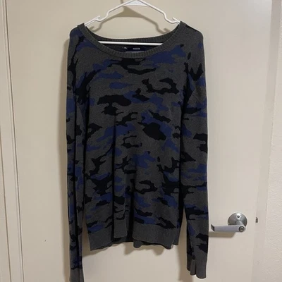 Толстовка мужская American Rag CIE серая и синяя камуфляжная с круглым вырезом (размер S) - Изображение 1 из 4