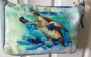 Womens SEA TURTLE by GUY HARVEY Blue CROSSBODY PURSE Handbag Sun 'n Sand - Picture 1 of 9