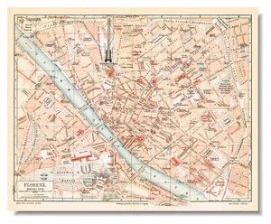 FLORENCIA 1906 FIRENZE Mapa original Vintage plano de ciudad TOSCANA ITALIA - Imagen 1 de 10