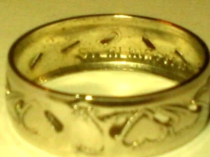 1940"S - 50'S M-H HEARTS RHODIUM ON STERLING SILVER WED RING SZ 5 - Picture 1 of 3