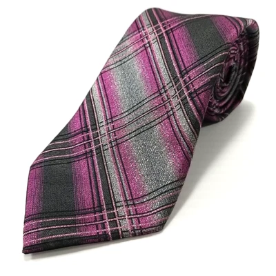 Pierre Cardin Luxury Tie Pink Black Gray Plaid Necktie 58" Long 3.25" Wide - Image 1 of 4