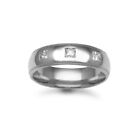 9ct White Gold Jewelco London 6mm Court Diamond 30pt Trilogy Wedding Ring