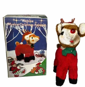 Reindeer Musical Christmas Animated Light-up Nose VINTAGE **for Parts Only** - Picture 1 of 12