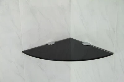 Mensole in vetro da parete temperato nero mensola angolare vari supporti cromati - Immagine 1 di 4