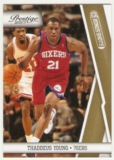 THADDEUS YOUNG GOLD SERIAL /249 2010-11 PANINI PRESTIGE BONUS SHOTS 92 SIXERS
