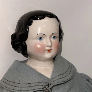 25” Antique German A W Fr. Kister 1860-70’s Flattop Red Eyeliner China Doll #L - Picture 1 of 20