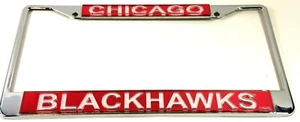 MARCO DE PLACA CROMADA láser Chicago Blackhawks raro compra fuerte - Imagen 1 de 3