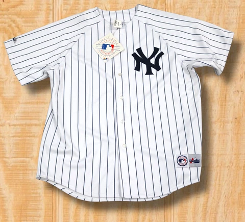 NWT! VINTAGE MAJESTIC NEW YORK YANKEES MENS XL MLB WHITE HOME PINSTRIPE JERSEY Cover