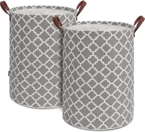 TOTANKI 2-Pack Large Laundry Basket with Leather Handle Storage Basket - Picture 1 of 3