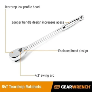 GEARWRENCH 1/4 Drive 84 Tooth Teardrop Ratchet 5" *81011A-07* - Bild 1 von 7