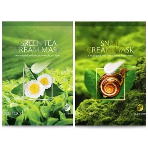 Deoproce Green Tea / Snail Cream Mask 25g*5ea - FREE SHIPPING - Image 1 of 1