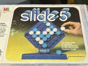 vintage MB slide 5 game In Box missing 2 blue 2 white chips 1980 family fun - Picture 1 of 9
