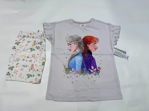 Disney Frozen Pyjamas Set Shorts T Shirt Set PJs Sze 9-10 Years Grey - Picture 1 of 12