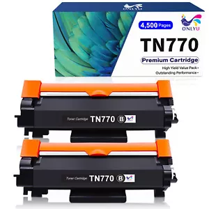 2PK TN770 Black Toner Cartridge replacement for Brother HL-L2350DW MFC-L2730DW - Picture 1 of 5