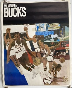 Vintage Rare 1970 Milwaukee Bucks 23 X 29 Inch Poster by Promotions Inc - Picture 1 of 11