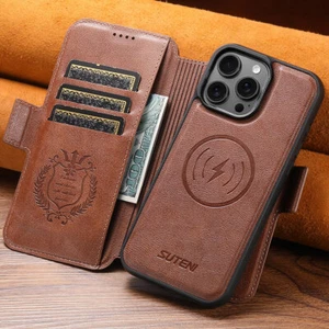 magnetische Leder-Börse-Flip-Ständer-Hülle für iPhone 13/14/15/16 Pro Max - Bild 1 von 15