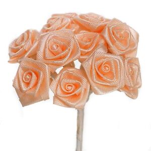 144 Large Wrap Rose Wedding Flower Pick - Peach