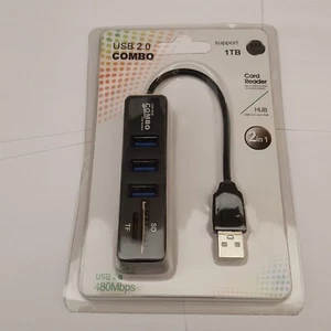 USB 2.0 HUB with SD TF Micro SD Card Reader USB 2.0 - 3 COMBO - Black - (V404) - Picture 1 of 1