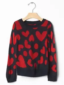 Baby GAP Girls Intarsia Heart Sweater Navy Red 12 18 months NWT $35 - Picture 1 of 2