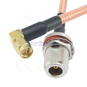 N Female Bulkhead waterproof to SMA male plug right angle RG400 Cable Coax Kable - Picture 1 of 5