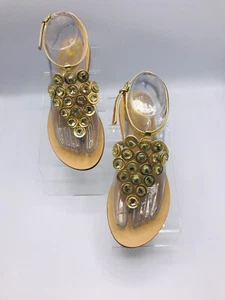 Monet Jewel Gold Thong Flat Sandals Size 7 - Picture 1 of 4