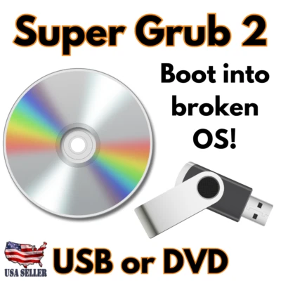 Super Grub2 Disk Linux, Windows & MAC Boot UP Repair Disk Fast Shipping DVD/USB - Image 1 of 3