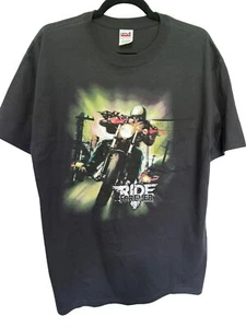 T-shirt maglietta incudine nera con moto e pilota uomo L - Foto 1 di 6