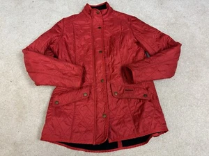 Barbour Jacket Womens 10 Red Quilted Puffer Calvary Polar Coat Ladies - Picture 1 of 20
