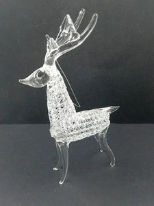 Large 6.5" Spun Glass Reindeer Figurine Glass Reindeer Ornament Art Glass - Picture 1 of 14