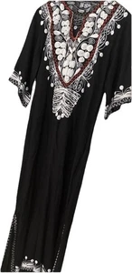 Vtg 60s/70s Embroidered Folk Maxi Dress Gypsy Ethnic Hippie Boho Festival Medium - Picture 1 of 10
