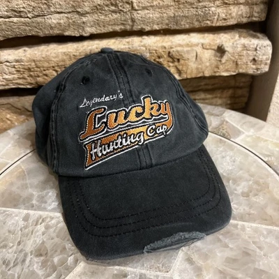 Legendary’s Lucky Hunting Cap “Guaranteed 100% Lucky” Adjustable Blk Distressed - Image 1 of 4
