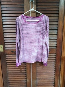 Prana Womens Striped Pink Jaime Top Size Large Long Sleeve Pullover  - Picture 1 of 5